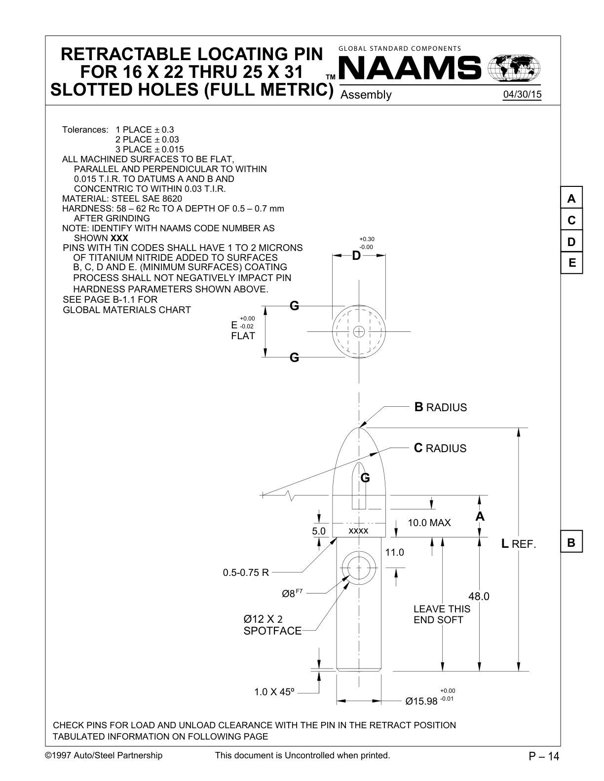 NAAMS APE160R Retractable Locating Pin - Image 2