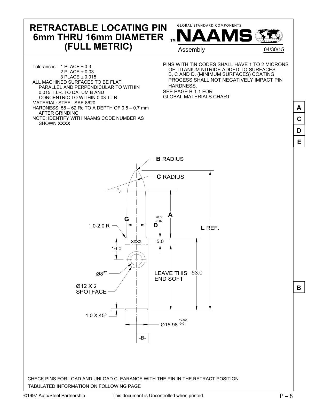 NAAMS APS132R Retractable Locating Pin - Image 2
