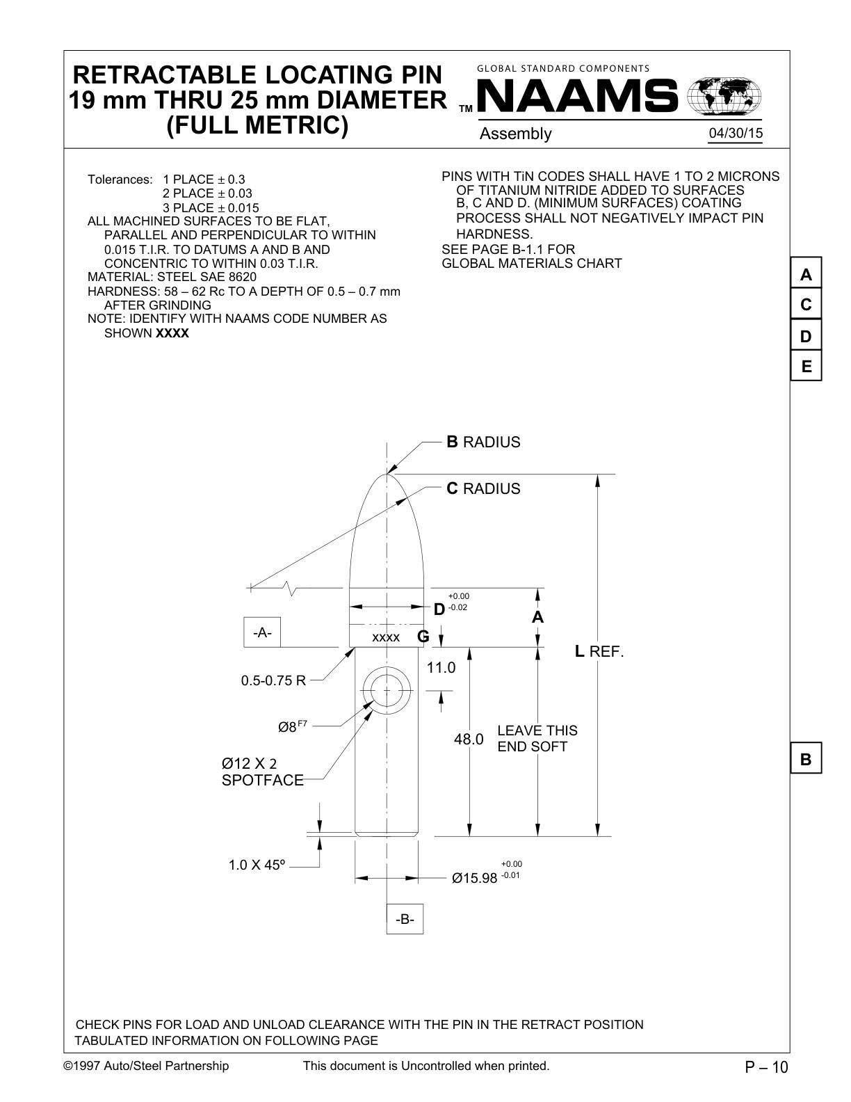 NAAMS APS258R Retractable Locating Pin - Image 2