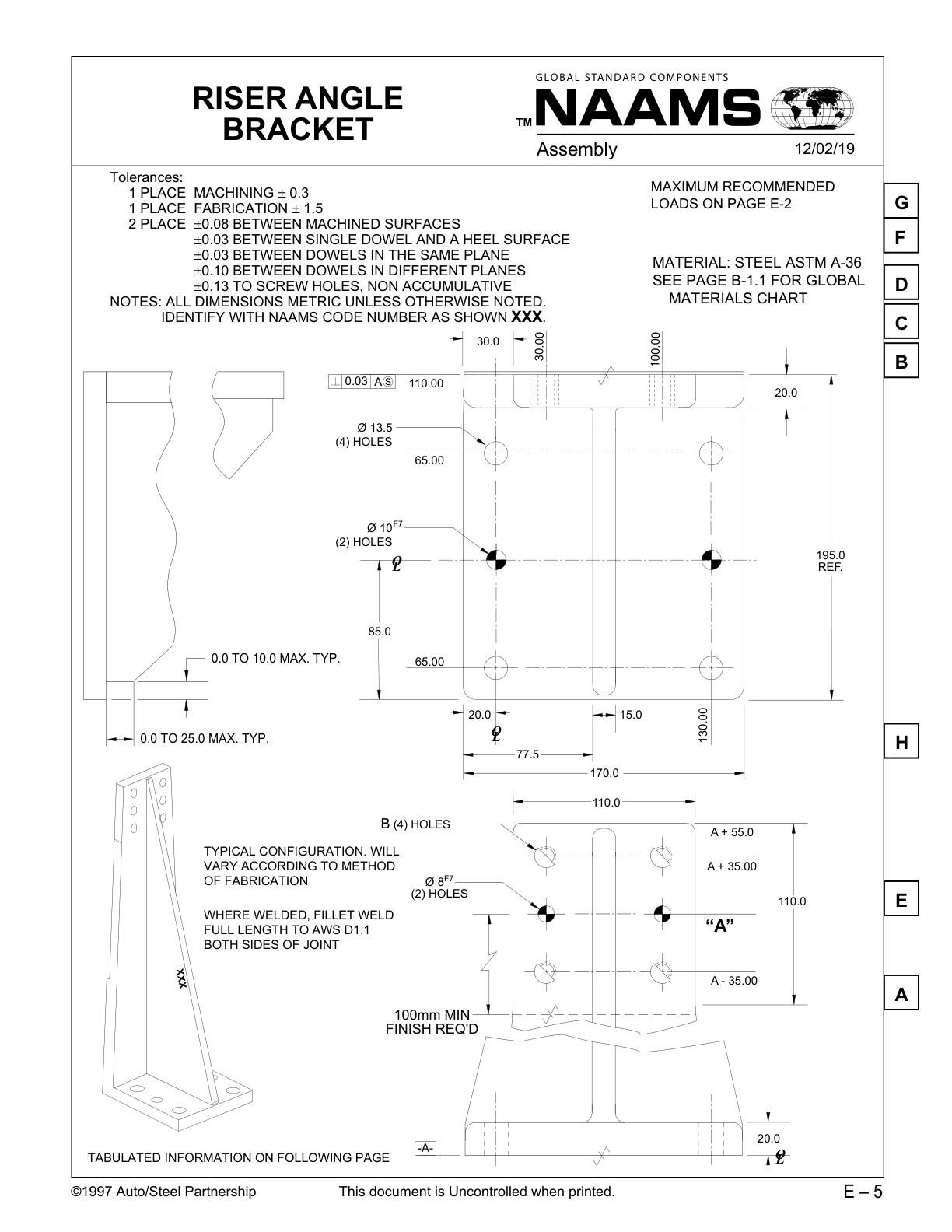 NAAMS ARA601M Riser Angle Bracket - Image 2