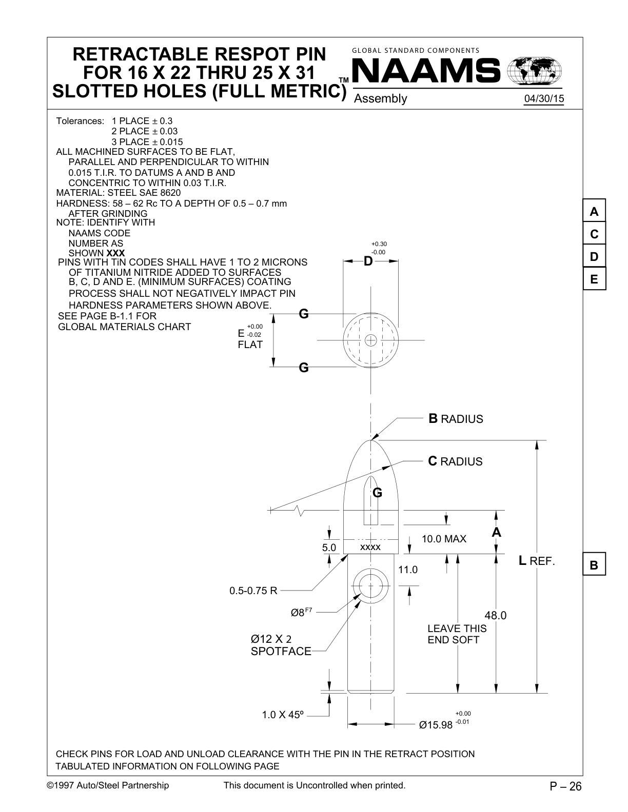 NAAMS ARE253R Retractable Locating Pin - Image 2