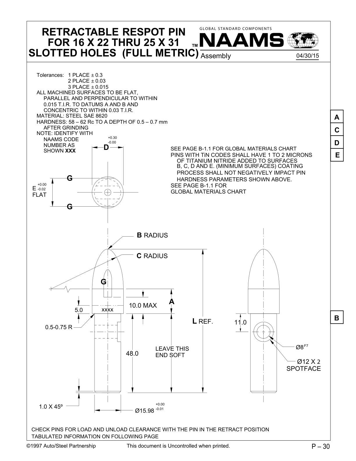 NAAMS ARE259S Retractable Locating Pin - Image 2