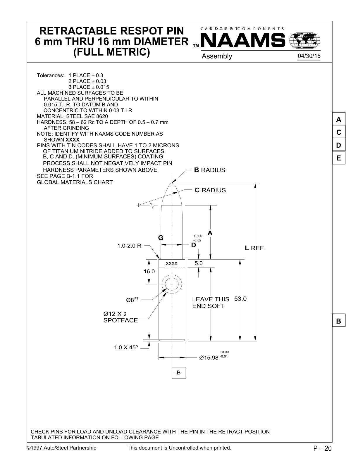 NAAMS ARP132R Retractable Locating Pin - Image 2