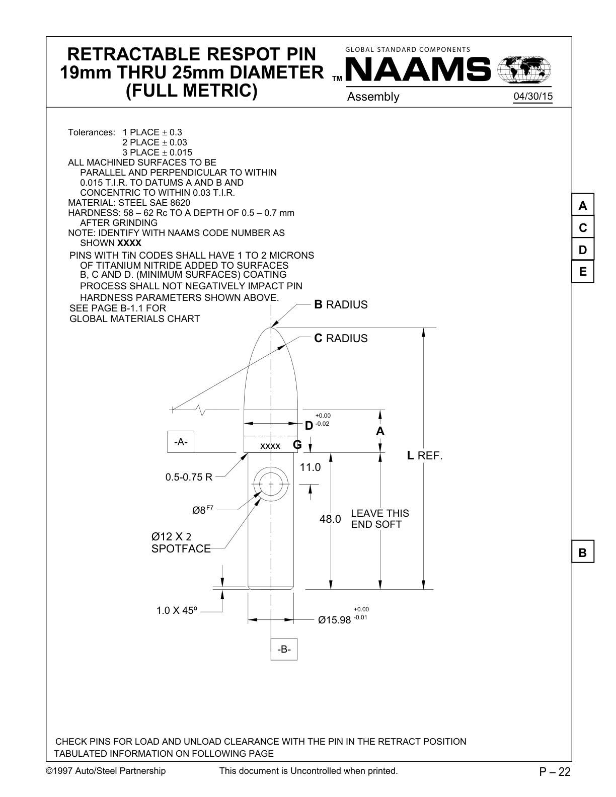 NAAMS ARP194R Retractable Locating Pin - Image 2