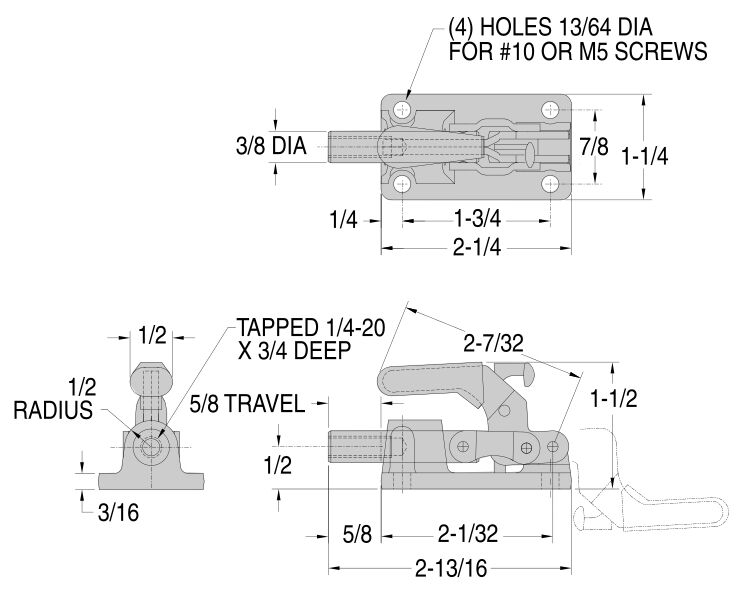 Push/Pull Toggle Clamp - CL-100-LSPC Series with Safety Lock (300 lbs) - Image 2