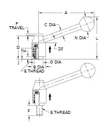 Adjustable Lever Handle - Tapped (Steel) - Image 2